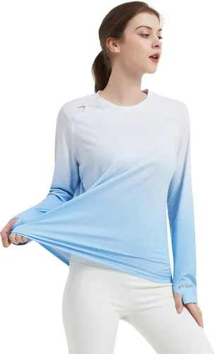 Vista 5 de Camiseta de protección solar con FPU 50+ para mujer, camiseta de manga larga para exteriores, para senderismo, natación, pesca