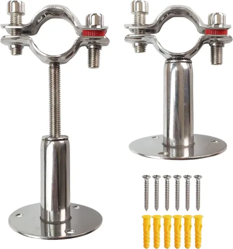 Vista 10 de Soporte de tubo de techo de montaje en pared de acero inoxidable 304 Soporte de tubo de techo ajustable correas de tubo de abrazadera para tubo