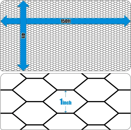 Vista 3 de Fencer Wire Red hexagonal de aves de corral con revestimiento de vinilo negro calibre 20 con malla de 1 pulgada (4 pies x 150 pies)