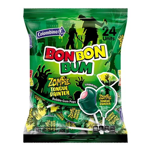 Vista 19 de Colombina Bon Bon Bum - Paletas de fresa, caramelos duros de frutas, paletas de fresa dulces envueltas individualmente, 24