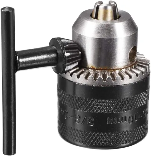 Vista 2 de uxcell Mandriles de taladro, 3/8-24UNF roscado de 0.059-0.394 in de capacidad con llave de mandril para taladro inalámbrico con cable de impacto