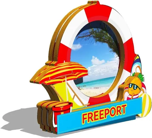 Vista 2 de Bahamas Freeport imán de nevera de madera 3D monumentos de viaje coleccionables recuerdos decoración hecha a mano -719