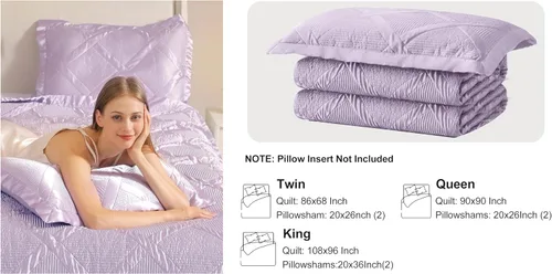 Vista 7 de Juego de edredón de 3 piezas tamaño matrimonial/queen con funda de almohada, juego de colcha ligera de microfibra suave, colcha reversible