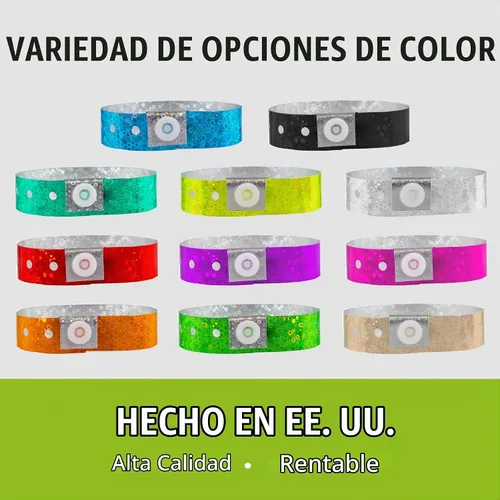 Vista 6 de Paquete variado de 500 pulseras de plástico holográficas para eventos de Paquete variado holográfico de 5