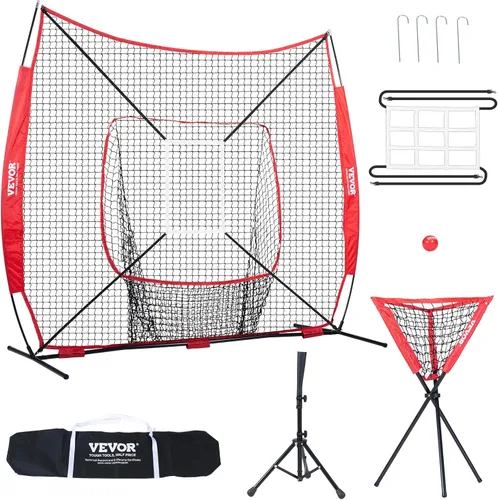 Vista 11 de VEVOR - Red de práctica de sóftbol, red portátil de entrenamiento de béisbol para batear, batear, atrapar, lanzar, equipo de respaldo con marco