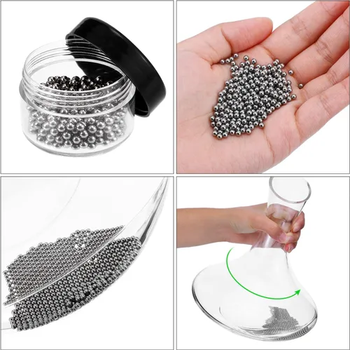 Vista 5 de 3 piezas de cepillo de limpieza de decantador flexible y 400 piezas de decantador reutilizable cuentas de limpieza para decantadores de vino, copas
