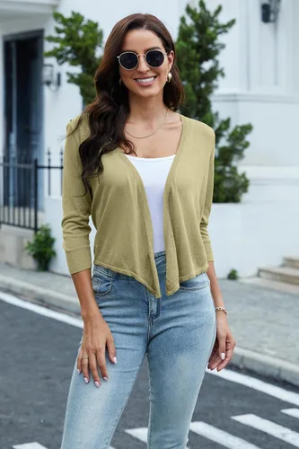 Vista 5 de Women's Lightweight 34 Sleeve Summer Cardigan Open Front Soft Kint Kimono Cardigans