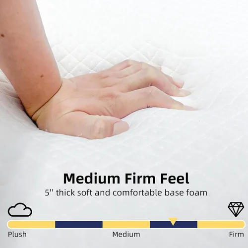 Vista 5 de VERMESS Cama plegable con colchón de espuma viscoelástica de 5 pulgadas, cama plegable de 75 x 32 pulgadas con marco de metal resistente sobre