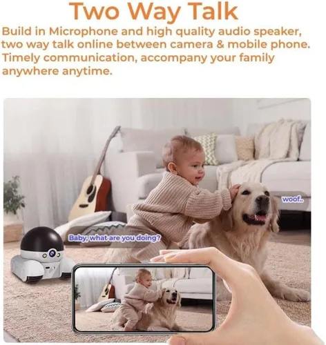 Vista 5 de Cámaras para mascotas de 360° para interiores, robot móvil de la cámara del Wifi