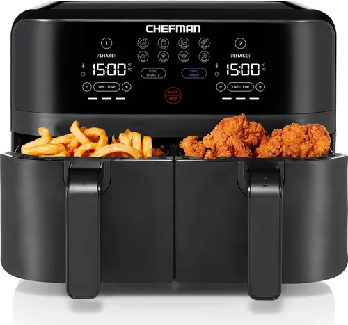 Vista 5 de CHEFMAN Freidora de aire multifuncional 10L+Freidora de aire dual 4.5QT Asador Deshidratador Horno de convección