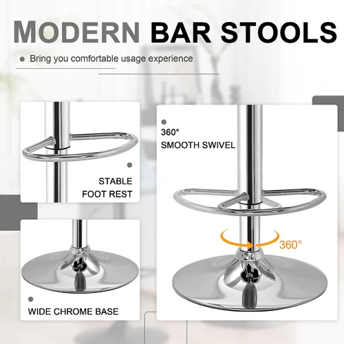 Vista 47 de VECELO Juego de 2 taburetes de bar ajustables, taburetes de altura de barra para encimera de cocina