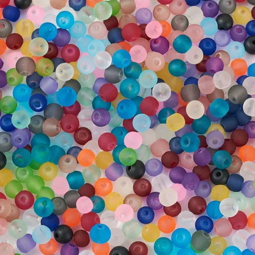 Vista 2 de Craftdady - 500 piezas de cuentas de vidrio redondas de 4 mm esmeriladas transparentes con cristal mate. Cuentas de vidrio esféricas pequeñas y 20