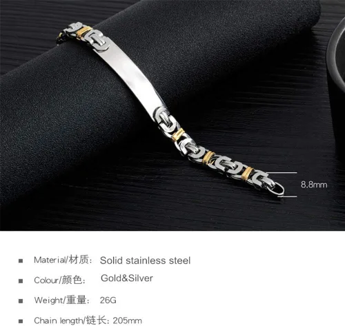 Vista 3 de Pulsera bizantina de acero inoxidable personalizada para alerta médica de alergia, para mujeres y hombres, identificación de enfermedades, regalo