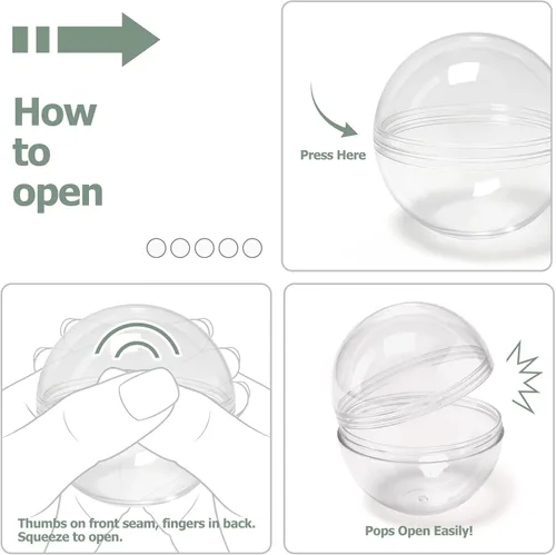 Vista 6 de 50 unidades de máquinas expendedoras de 2 pulgadas, cápsulas de máquina de chicle, cápsulas de plástico transparente, cápsulas rellenables