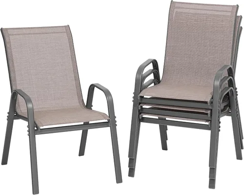 Vista 16 de ONBRILL Juego de 4 sillas de patio, sillas de comedor apilables para Gris