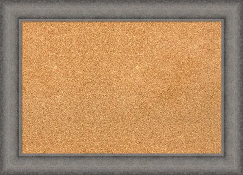 Vista 16 de Amanti Art Natural Cork Board for Wall, 18x24 Vision Board with Grey Wood Frame, Small Corkboard Office Decor for Home Organization, Country Rustic