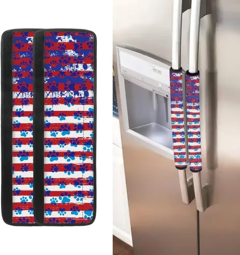 Vista 15 de Juego de 2 fundas para manija de puerta de refrigerador con estampado de copos de nieve de aguacate, protector de manija de puerta de cocina lavable