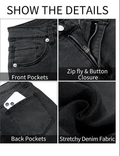 Vista 5 de GRAPENT - Jeans ajustados para mujer, pantalones de mezclilla de cintura alta, elásticos, clásicos, de tiro alto y adelgazantes