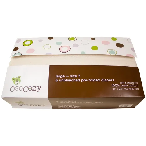 Vista 5 de OsoCozy, Pañales de Tela sin Blanqueo y Preplegados, Paquete de 6