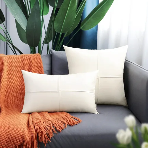 Vista 52 de BRAWARM Fundas de Almohada Decorativas de Cuero Sintético 12 X 20 Pulgadas, Fundas de Almohada Lumbar de Cuero Naranja Paquete de 2, Almohadas