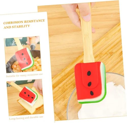 Vista 4 de Espátula de silicona con diseño de sandía, mango ergonómico para remover tartas, para un uso seguro y cómodo para hacer postres y más