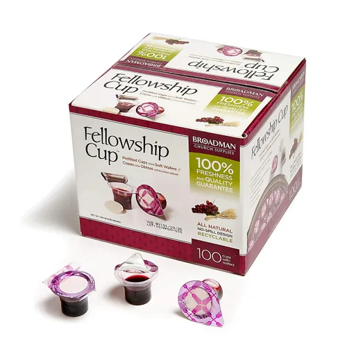 Vista 9 de Broadman Church Supplies - Set de tazas de comunión Fellowship Cup, precargadas con jugo y hostia, 6