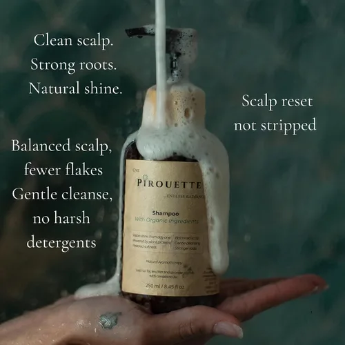 Vista 2 de Pirouette Beauty Champú natural, 8.5 fl oz, lavanda y romero cedro, aloe vera, ortiga, bardana, ceramidas, proteína de arroz