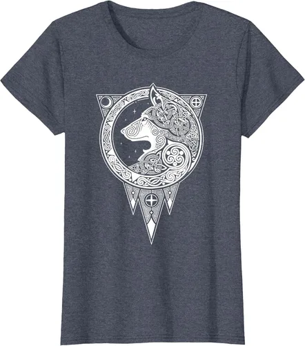 Vista 43 de Viking Fenris Wolf - Camiseta de mitología nórdica con símbolo de Fenrir Asphalt Grey