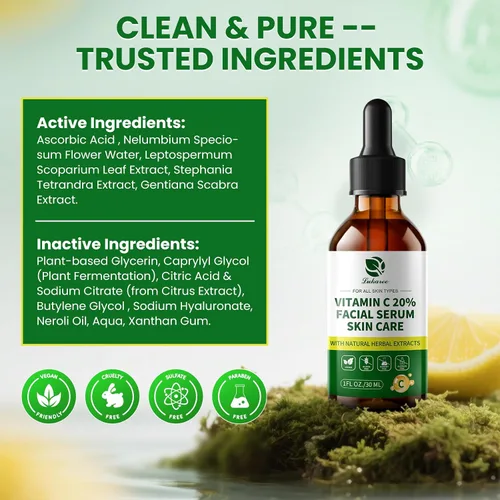 Vista 7 de Lukaree Suero de vitamina C para la cara – Suero facial de vitamina C iluminador con hialuronato de sodio Unifica el tono de la piel y suaviza