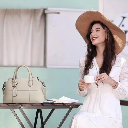 Vista 17 de Kattee - Bolsos de piel auténtica para mujer, bolsos de mano suaves para mujer