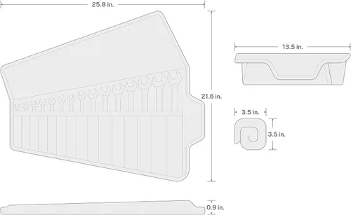 Vista 2 de Llave combinada TEKTON WRN-03287, set con funda de almacenamiento, pulgadas, 1/4-3/4 pulgadas, 9 piezas