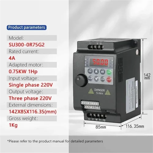 Vista 2 de VFD 0.75/1.5/2.2/4/5.5KW 220V/380V 3 Phase Output Variable Frequency Drive Converter Motor Speed Controller Inverter(0.75kw-220v 1PH-3PH)