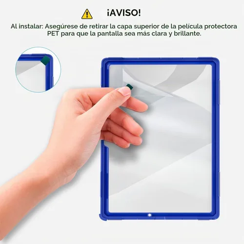 Vista 2 de Funda para Samsung Galaxy Tab A8 de 10.5 pulgadas 2022 con protector de pantalla giratorio 360º correa de mano y soporte, a prueba de caídas