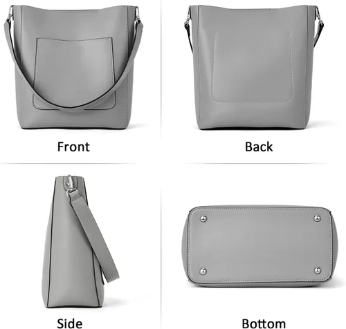 Vista 3 de BROMEN - Bolso de cuero para mujer, bolso estilo Hobo para llevar al hombro o cruzado