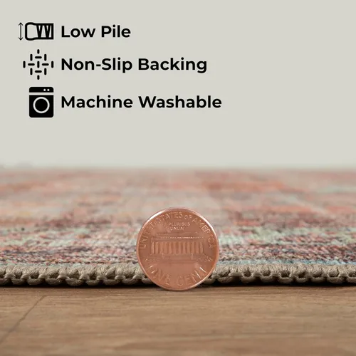Vista 105 de GLN Rugs Traditional Collection - Alfombra de felpilla lavable a máquina, tradicional lavable, antideslizante, alfombra de felpilla de pelo corto