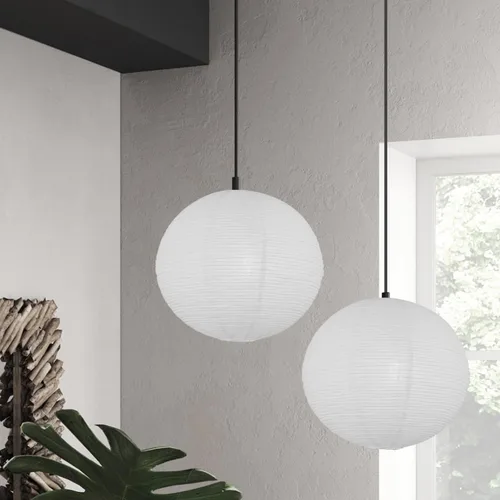 Vista 6 de Juego de 2 faroles de papel redondos blancos de 12 x 12 pulgadas, diseño plegable chino para sala de estar, dormitorio, pantalla de techo