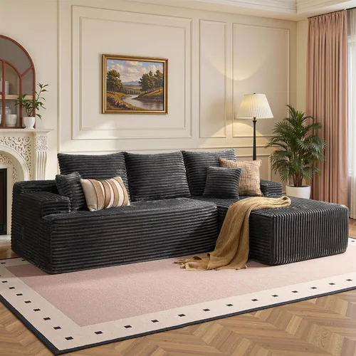 Vista 23 de Sofás seccionales Cloud de 96 pulgadas para sala de estar, sofá sin hueso en forma de L con cómoda silla, sofá modular con asiento profundo,