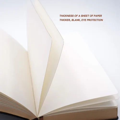 Vista 5 de Diario grueso, papel en blanco de calidad superior, con borde dorado, cuaderno de tapa dura con cubierta negra suave de piel sintética, de 416
