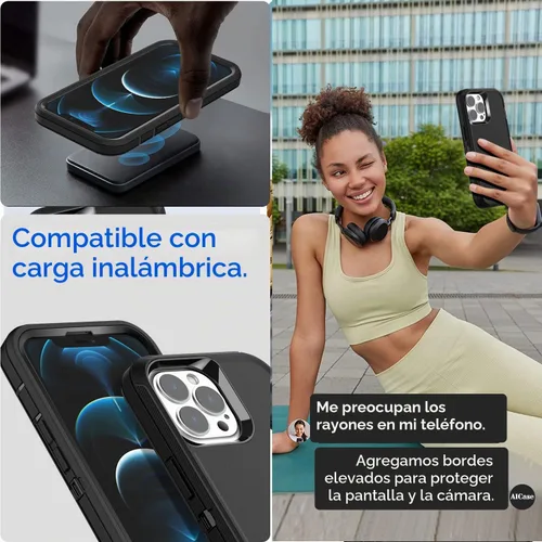 Vista 5 de AICase Funda para iPhone 12 Pro Max (6.7"), resistente protección contra caídas, cuerpo completo, a prueba de golpes, a prueba de polvo, protección