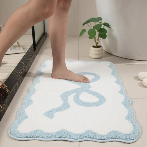 Vista 14 de Tapete de baño festoneado negro de 26 x 18 pulgadas, tapetes de baño suaves y absorbentes, lavables a máquina, de microfibra, para bañeras, lavabos