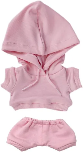 Vista 8 de niannyyhouse Ropa deportiva de felpa de 7.9 in, ropa deportiva elástica y sólida, con capucha, pantalones, juguete de peluche suave, accesorios