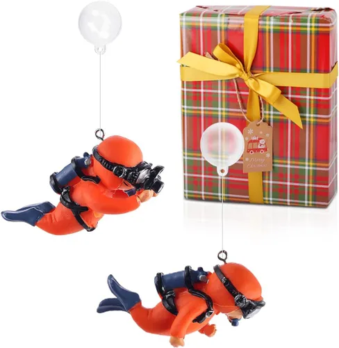 Vista 7 de Paquete de 2 decoraciones de pecera, lindos adornos de acuario de buceador, juguete de decoración con divertido dispositivo flotante, accesorios