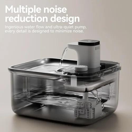 Vista 4 de Fuente de agua para gatos de acero inoxidable inalámbrica para interiores, dispensador automático de agua para perros de metal de 3.6L/123oz, fuente