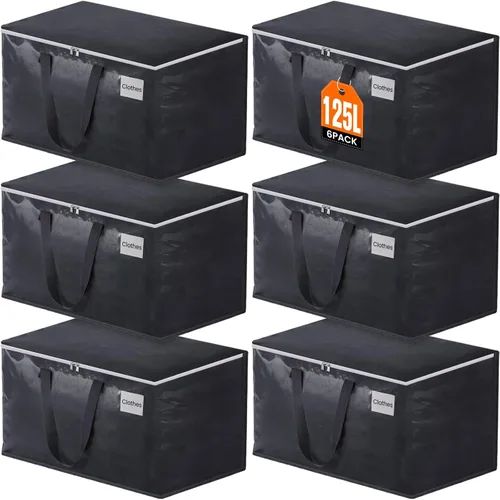 Vista 11 de Fabspace Bolsas de mudanza resistentes con cremalleras fuertes y asas, suministros de mudanza plegables, bolsas de almacenamiento para embalaje