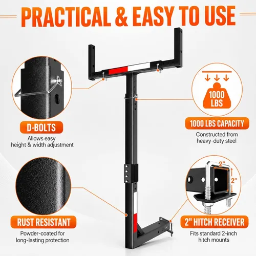 Vista 5 de Soporte de enganche extensor de caja de camión, ajustable 2 en 1