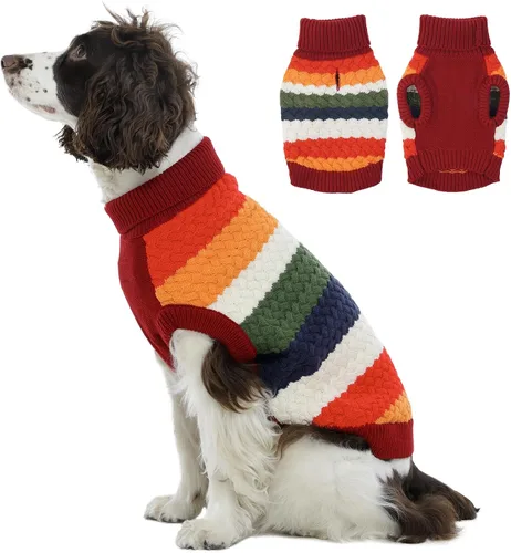 Vista 16 de Kuoser Suéter para perro, suéteres de Navidad para perros extra pequeños, suéter suave y cálido para perros, chaleco de punto trenzado colorido
