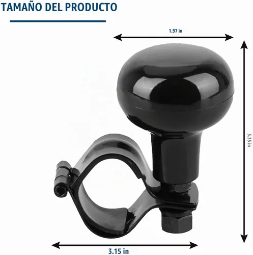 Vista 3 de Zento Pomos de Dirección Clásicos Negros Ajuste Universal Volante de Vehículo Suicide Spinner Manijas de Calidad Premium