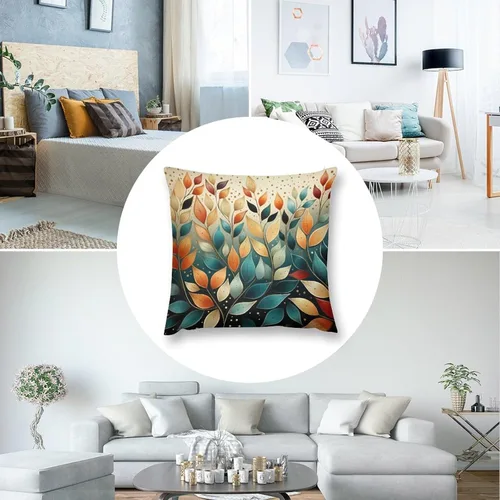 Vista 5 de Almohadas de sofá para sala de estar, 12 x 12 pulgadas, coloridas hojas de otoño y otoño, funda de cojín para sofá, decoración moderna, otoño