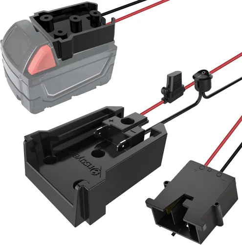 Vista 10 de Adaptador de rueda eléctrica con fusible e interruptor para batería Milwaukee de 18 V, adaptador de batería hermético no soplado con fusible de 30 A