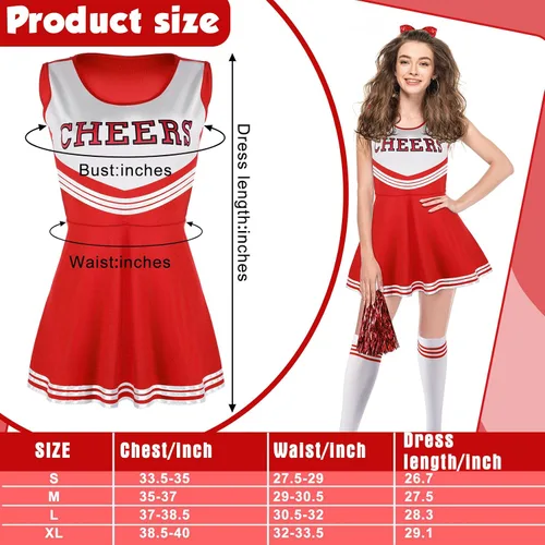 Vista 2 de SATINIOR 4 piezas de disfraces de animadora para mujeres, adultos, niñas, uniforme de animación, vestido elegante para fiesta de Halloween